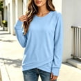 thumbnail image 6 of TGSLY Women's Asymmetric Hem Sweatshirt Lightweight Crew Neck Long Sleeve Fall Pullovers Casual Solid Color Athletic Tops with Thumb Hole L, 6 of 8