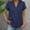 Navy, variant on V Neck T-Shirts For Women Sevevn Womens Linen Blend V Neck Blouse Rolled Short Sleeve Half Button Top with Chest Pocket Black L