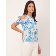 thumbnail image 3 of Moomaya Cold Shoulder Band Collar Short Sleeve Printed Top - Women's Trendy Top, 3 of 9