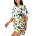 thumbnail image 2 of Picia Dinosaurs and Tropical Leaves Pajamas Sets for Women Soft Short-Sleeved Pjs with Lounge Shorts Two Piece Sleepwear-XX-Large, 2 of 9