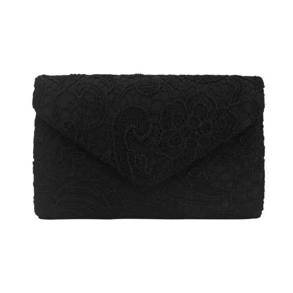 Elegant Satin Evening Clutch with Lace Overlay Minimalist Handbag for formal Occasions Parties