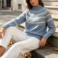 thumbnail image 5 of Women's Fair Isle Sweater Mock Neck Long Sleeve Loose Fit Casual Pullover Top, 5 of 8