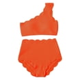 thumbnail image 5 of Ahdbta Womens One Shoulder Bikini Sets High Waisted Tummy Control Bathing Suits Waffle Scalloped Two Piece Swimsuit, 5 of 8