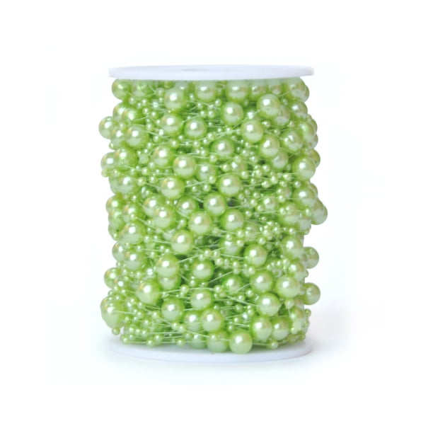 Moyic Cadena de cuentas de perlas de imitación, cordón enrollado, accesorios de joyería artesanal, de pastel de pelo, decoración de Artesanía Verde 30m/rollo