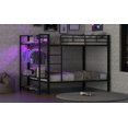 thumbnail image 4 of Newest Full Size Metal Bunk Bed with Storage Mesh Shelves , Clothes Hooks,LED Light,Black, 4 of 9
