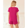thumbnail image 3 of Ensemble de Pyjama 2 Pcs pour Femmes Manches Courtes Vêtements de Nuit Doux Col Rond Ensemble de Shorts Imprimés avec Poches P-TTG, 3 of 5