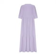 thumbnail image 6 of Ecqkame Summer Dresses for Women Cotton Linen Half Sleeve V Neck Dress Casual Loose Solid Color Long Dresses Purple M, 6 of 6