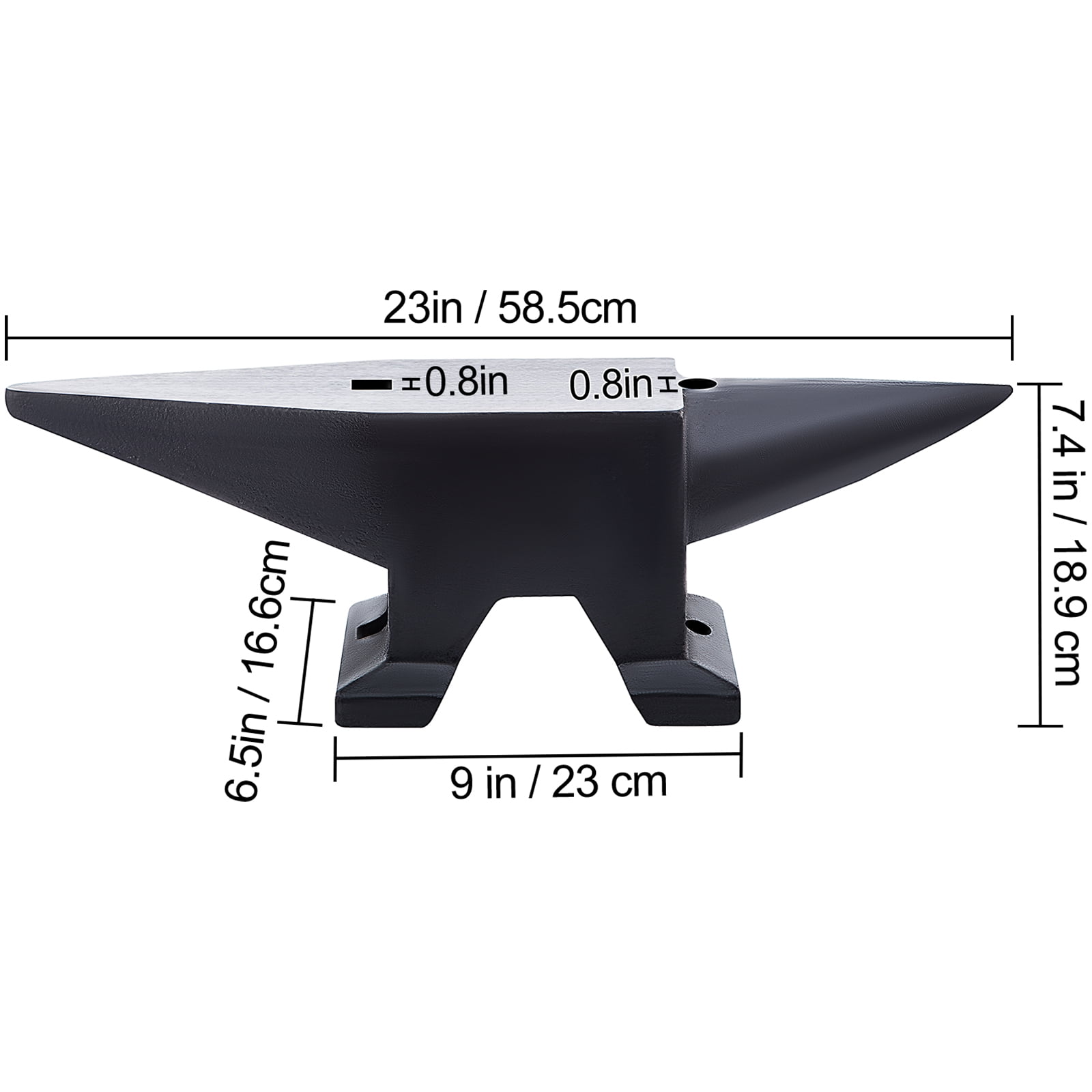 BENTISM Blacksmith Anvil Steel Round Horn Anvil 110lb 50kg 2 Holes for Metal Work