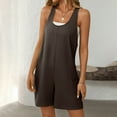 thumbnail image 2 of Lenpel Women's Casual Rompers Summer Sleeveless Scoop Neck Racer Back Strap Jumpsuits 2025 Trendy Short Overalls with Pockets, 2 of 7