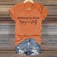 thumbnail image 2 of Women's T-shirts Women's Walking By Tripping Constantly Print T Shirt Casual V Neck T Shirt T-shirts, 2 of 5