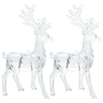 SOPOTUTU 2Pcs Clear Reindeer Statue Acrylic Crystal Figurines For Table Decoration In Christmas Season