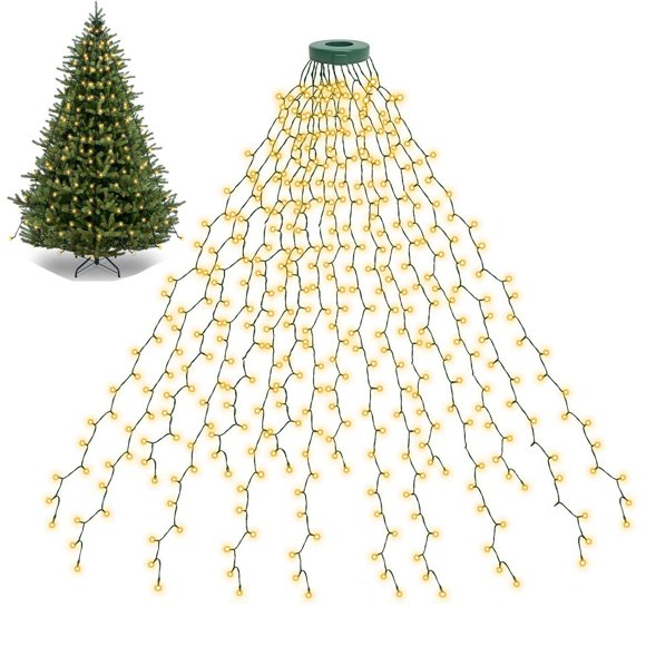 Luces para árbol de Navidad BOLWEO 400LED, 16 líneas, 6,6 m, blanco cálido