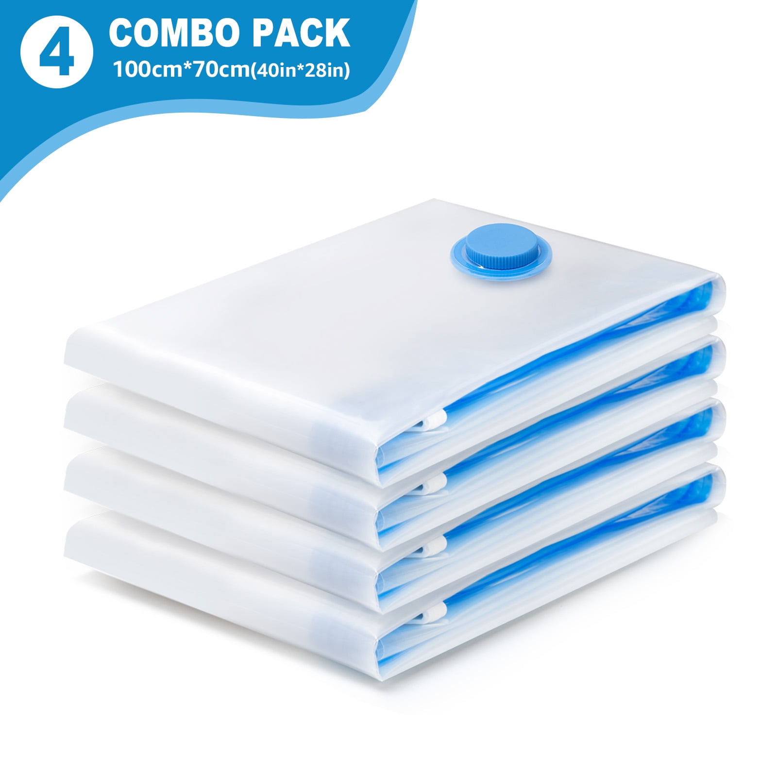 BoxLegend 40x28Vacuum Storage Bags 4 Pack, Space Saver Bags for Clothes,White,Transparent  