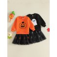thumbnail image 3 of RUINIXCW Toddler Baby Girls Halloween Outfit Little Baby Girls Fall Clothes Cute Pumpkin Ghost Embroidery Long Sleeve Sweatshirt Top with Tulle Tutu Skirt Set, 3 of 9