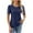 #45-Navy, variant on Rvkxad Women Summer Tops Short Sleeve Trendy Blouses Solid Color Crew Neck Shirts Pleated Fashion Casual Loose Fit T-shirt Tunic Gifts for Woman White S