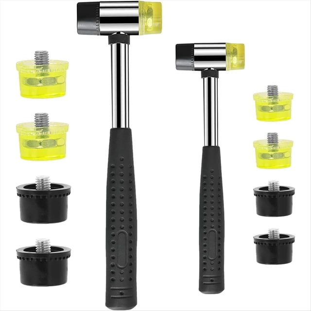 Martillo de Goma, 2 Mazos Blandos de Doble Cara de 25 mm/35 mm con 8 Cabezales de Repuesto, para Artesanías de y Relojes.