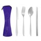 thumbnail image 1 of Nvzi Portable Travel Dinnerware With Case, Stainless Steel Reusable Portable Utensils Set With Case, Travel Silverware Set With Case-Purple, 1 of 5