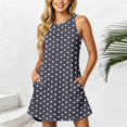 thumbnail image 4 of SAWOBUUN Womens Sleeveless Polka Dot Mini Dress Crew Neck Summer Casual Tank Dress Loose Fit Beach Sundress with Pockets, 4 of 6
