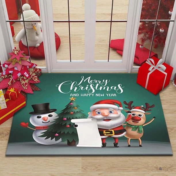Alfombrilla antideslizante para puerta de entrada, decoración de Feliz Navidad y Año Nuevo para el hogar, sala de estar, pasillo, Baño