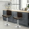 thumbnail image 4 of Costway Set of 2 Bar Stools Adjustable PU Leather Swivel Kitchen Counter Bar Chair Brown, 4 of 12
