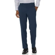 Kenneth Cole REACTION Mens Techni-Cole Mini Check Modern Fit Flat Front Dress Pant 36W x 29L Blue