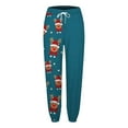 thumbnail image 4 of Zhuashum Women's Christmas Pants Autumn And Winter Floral Printed High Waisted Trousers With Pockets Elastic Lace Up Athletic And Sweatpants Adorable Gift Navy 2Xl, 4 of 5