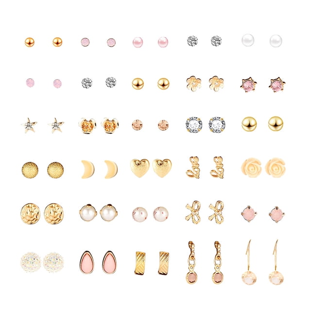 Ensemble de 30 Paires de Boucles d'Oreilles à Clous Multiples Assorties en Cristal Boucles d'Oreilles en Cristal Assorties Boucles d'Oreilles en Strass pour Femmes