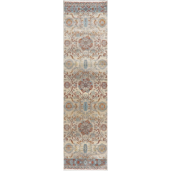 Tapis Oriental Turc à Motif Floral Intégral Vieilli