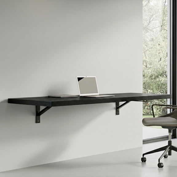 Black Wall Mounted Folding Desk Compact Drop-Down Workbench 47 Inch