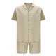 thumbnail image 3 of Mens Camisas Casual Color Sólido Bolsillo Cordón Shorts Set, Manga Corta Turndown Collar Camisa para la Primavera Y el Verano, 3 of 5