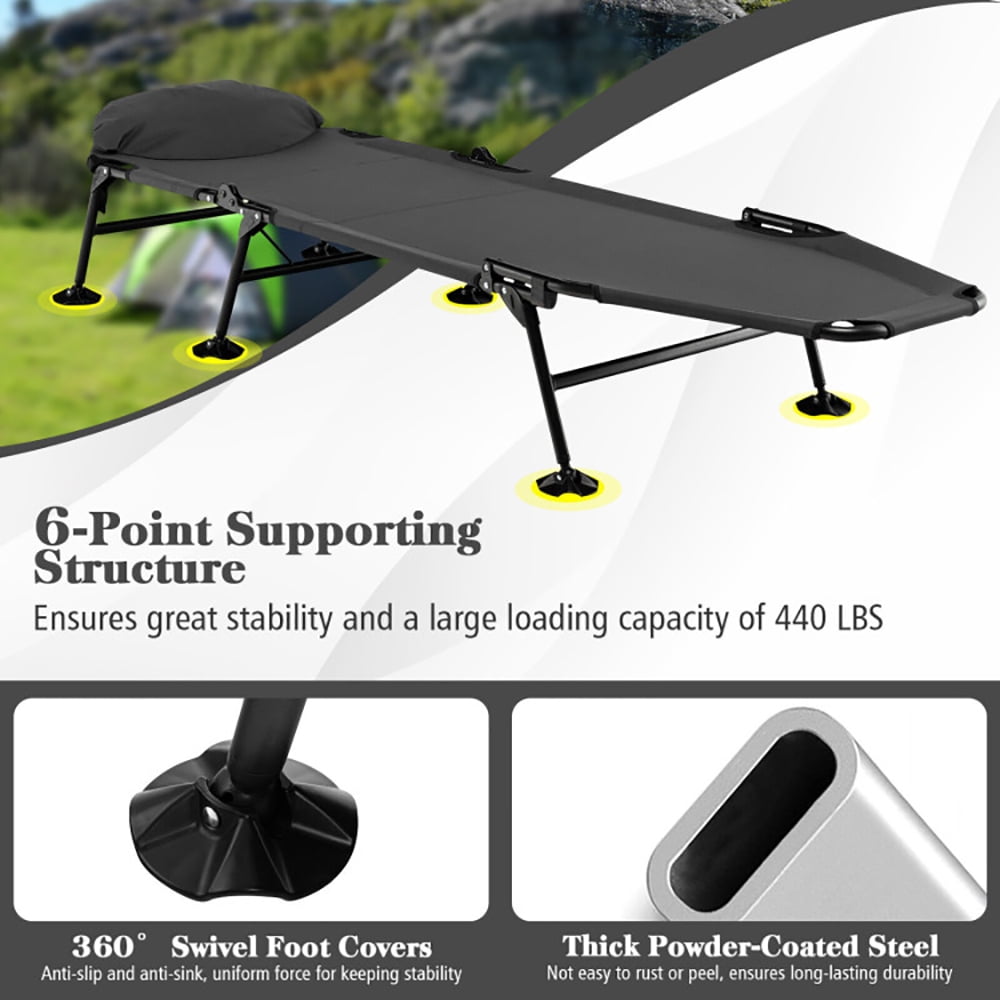 Aimee Lii Folding Camping Cot with Detachable Mattress and Adjustable Backrest, Outdoor Portable Camping Bed for Sleeping Hiking Travel, Gray Aimee Lii Folding Camping Cot with Detachable Mattress and Adjustable Backrest, Outdoor Portable Camping Bed for Sleeping Hiking Travel, Gray