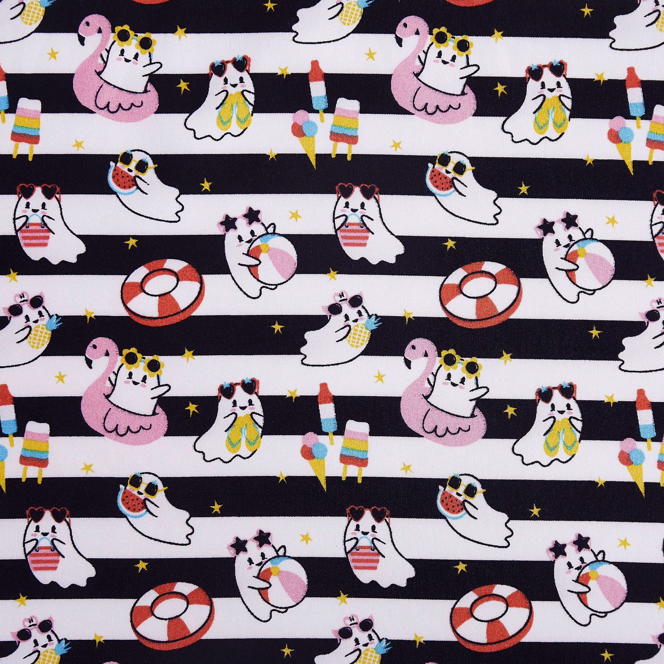 Summerween Soft Microfiber Sheet Set, Black & White Nautical Ghosts, Queen