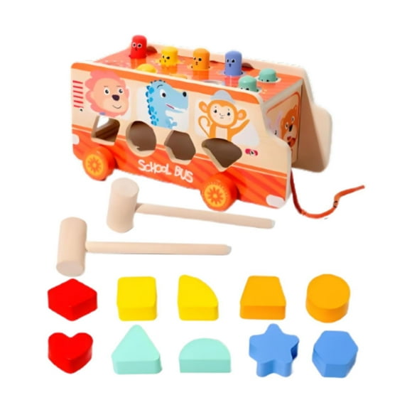 Tachiuwa Montessori Toy Hammering Pounding Toy Shape Sorter Game for 3 Year Old Gifts