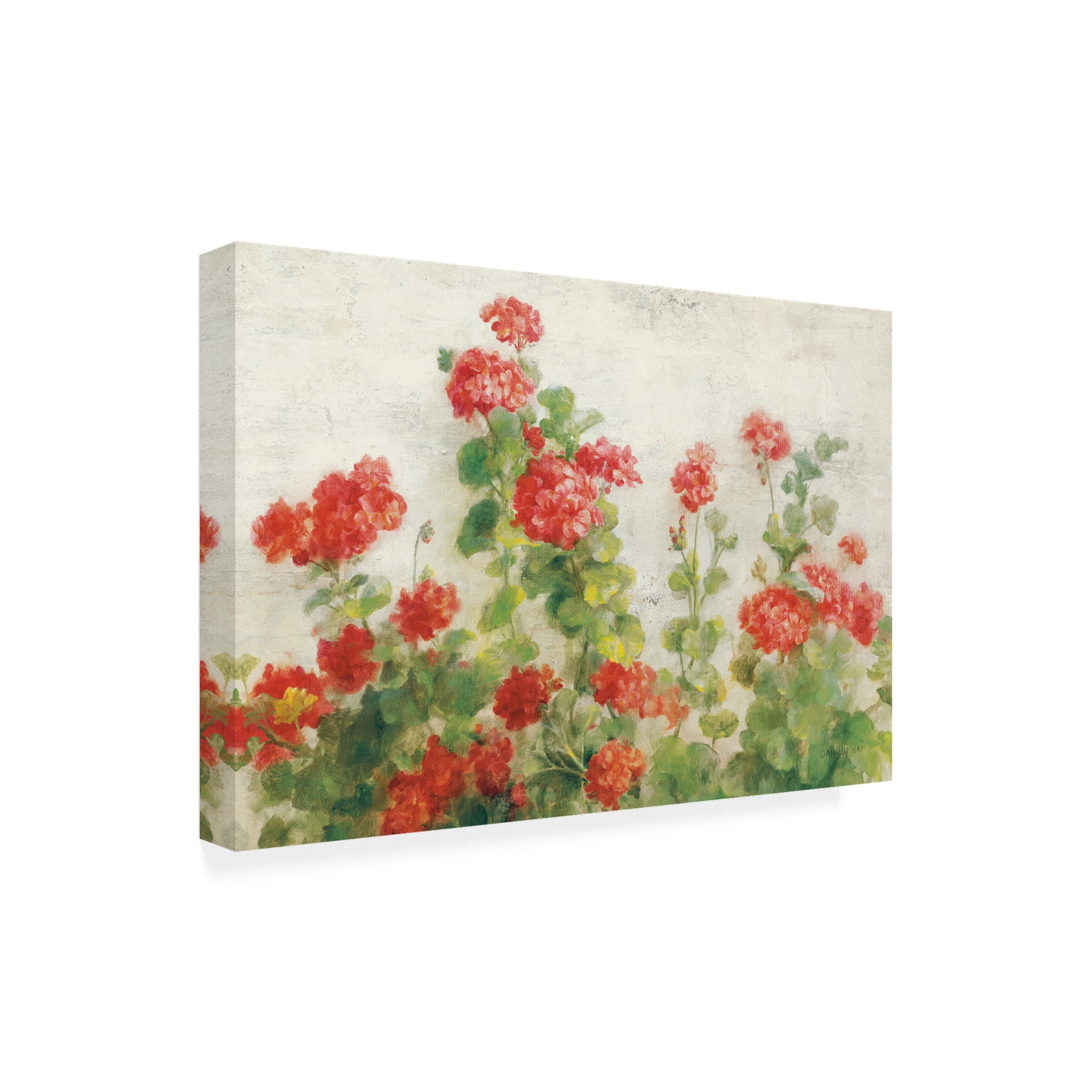 Trademark Fine Art 'Red Geraniums on White v2' Canvas Art by Danhui Nai