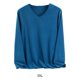 thumbnail image 3 of Sonducket Frío Otoño Invierno Ropa interior térmica Manga larga Poliéster portátil Calentamiento suelto Camiseta con cuello en V Moda Casual Tops Camisetas lago azul 3XL Sonducket AP013771-08, 3 of 6