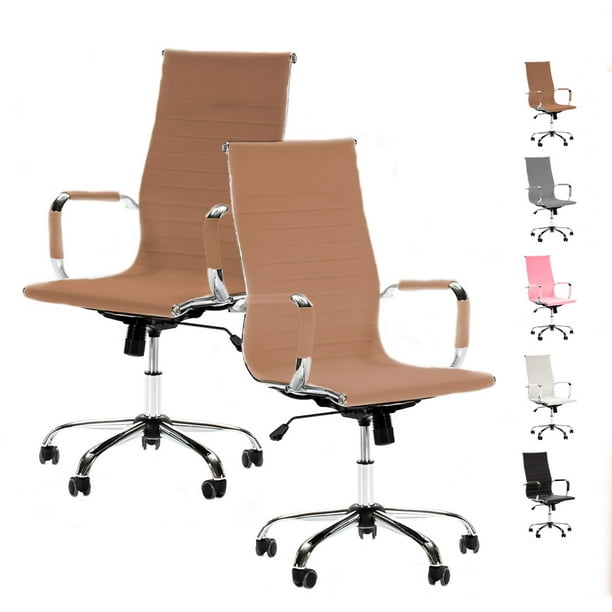 Juego de 2 Silla de Escritorio para Oficina Ejecutiva Ergonomica y Ajustable Café Gaon Ergonomica