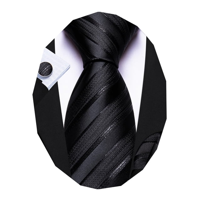 Set de Corbata Barry.Wang Clásica de Rayas en Seda 150 cm