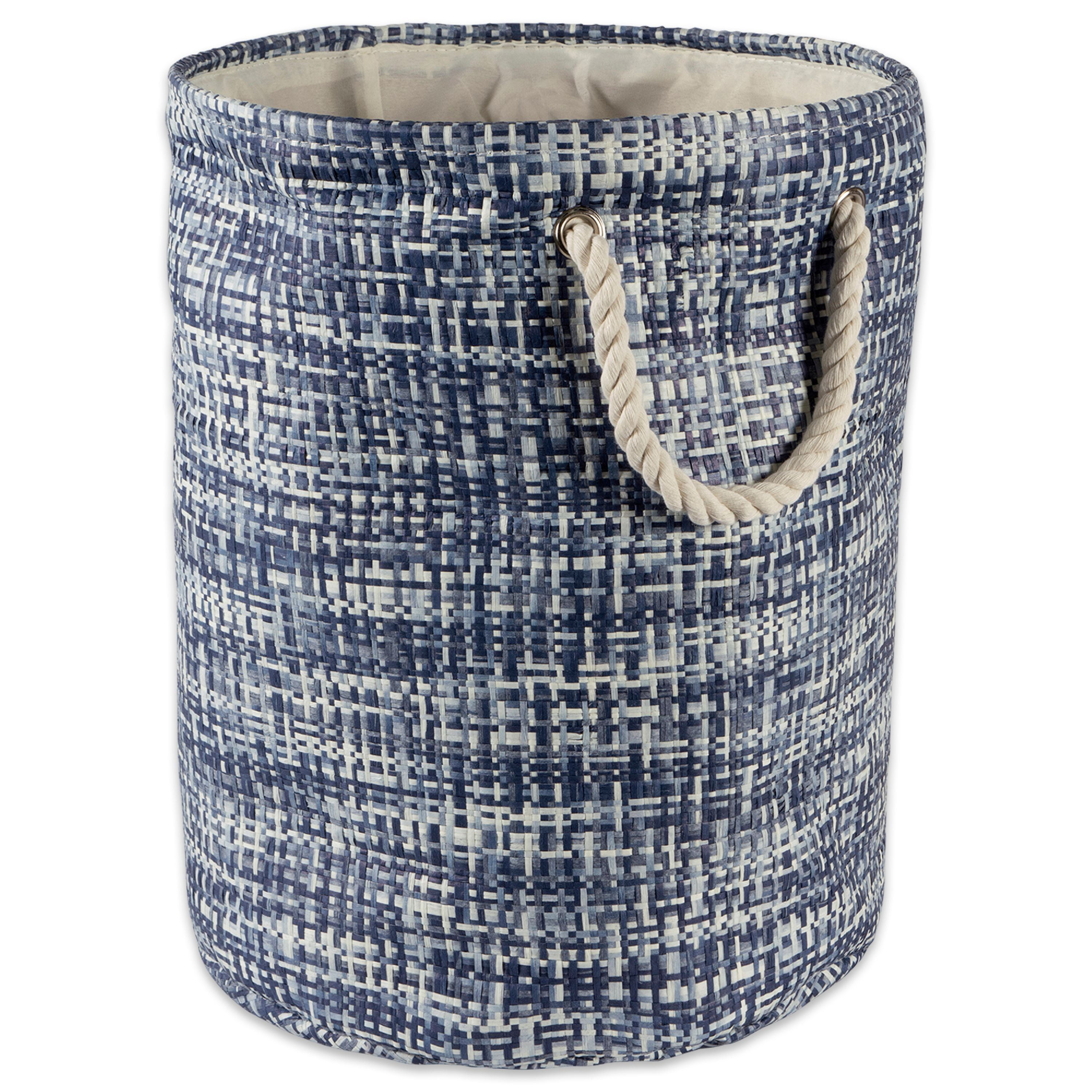 DII Paper Bin Tweed Nautical Blue Round Large