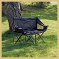 thumbnail image 6 of ARROWHEAD OUTDOOR Portable Folding Double Duo Camping Chair Loveseat w/ 2 Cup & Wine Glass Holder, Heavy-Duty Carrying Bag, Padded Seats & Armrests, Supports up to 500lbs, Charcoal Black, 6 of 8