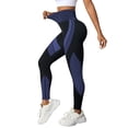 thumbnail image 4 of Gkeoshab Crz Yoga Leggings Women's High-Waist Color Block Yoga Pants - Seamless Tummy Control & Striped Design Workout Tights Blue S, 4 of 9