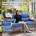 thumbnail image 4 of Gymojoy All Weather Wicker Patio Couch, 3 Seats Patio Sofa with High Curvy Back, Premium Outdoor Sofa with Brown Wicker and 6-inch Thick Cushions, Blue, 4 of 7