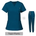 thumbnail image 1 of Ropa quirúrgica elástica con cuello en V y manga corta, traje de enfermera de hospital, ropa de lavado para sala de operaciones para mujer, 1 of 5