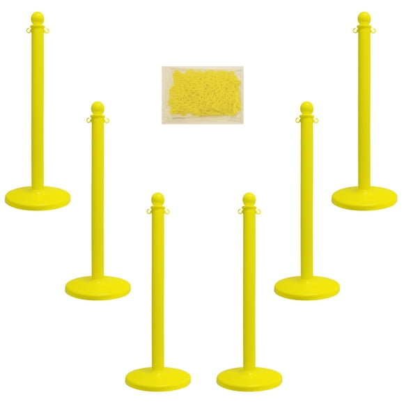 Yellow Stanchion Kit 2 1/2 IN Dia Pole 6 Pk