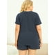 thumbnail image 5 of Women's Plus Size Pajamas Set Short Sleeve PolDots Nightwear Sleepwear Navy Blue 3X, 5 of 6