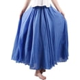 thumbnail image 1 of GHSDFBB Women Bohemian Cotton Linen Double Layer Elastic Waist Long Maxi Skirt, 1 of 2
