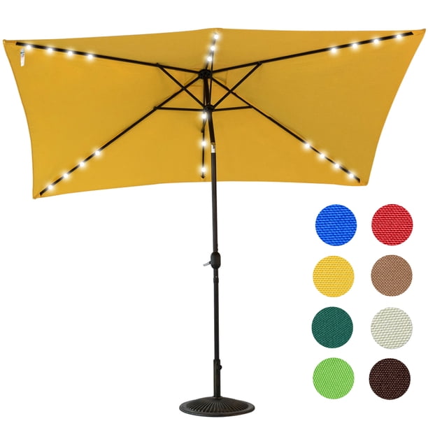 Sundale Outdoor Rectangular Solar Powered 24 Led Lighted Outdoor Patio Umbrella With Crank And Tilt Aluminum 10 By 6 5 Feet Walmart Com Walmart Com