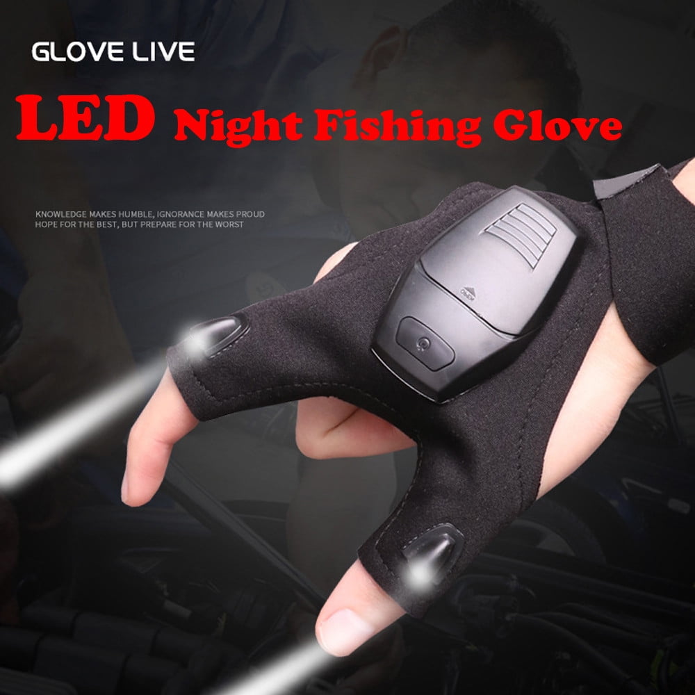 Finger Glove with LED Light Flashlight Tool Outdoor Gear Rescue Night Fishing 