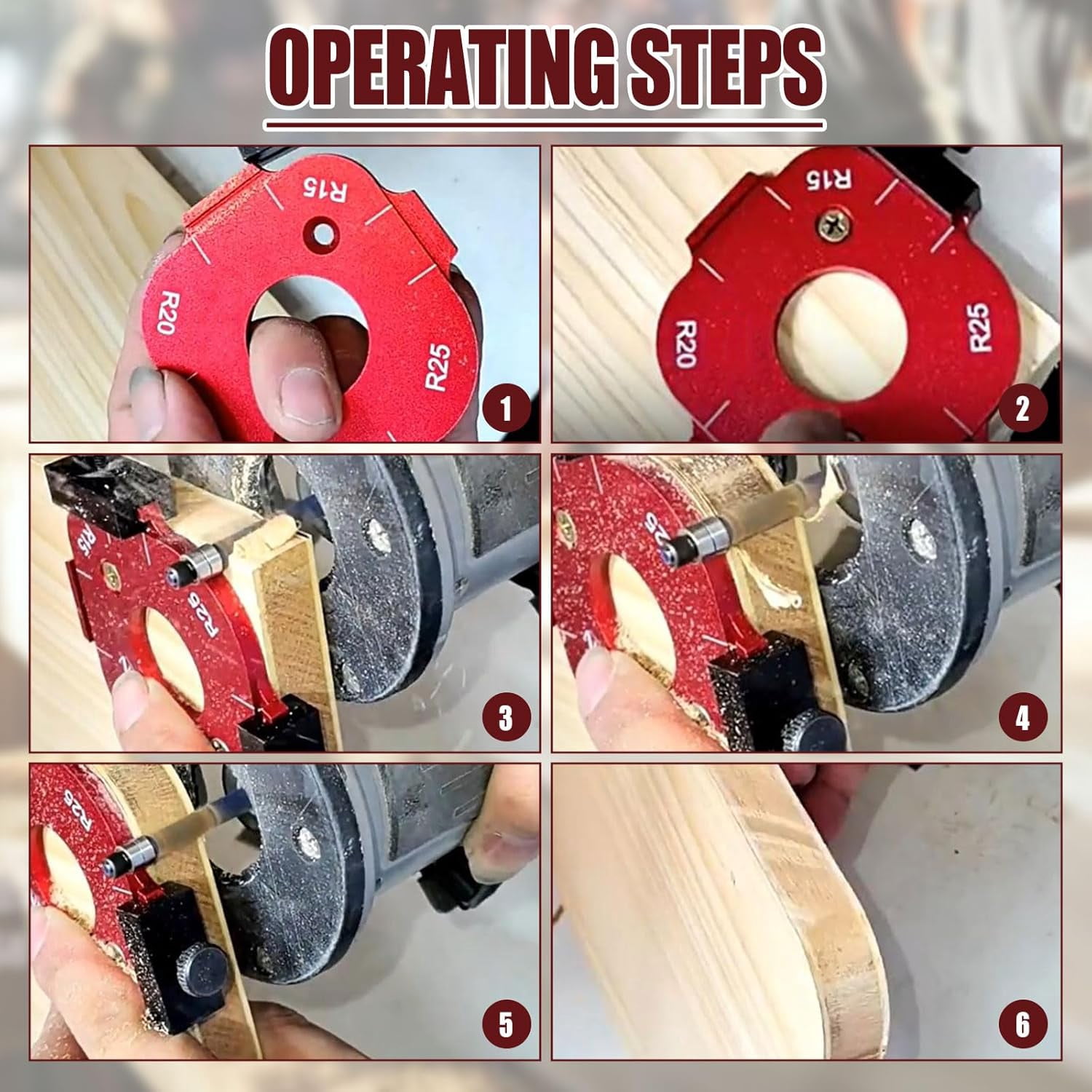 CATPAN Woodworking Round Corner Radius Templates, Router Table Corner Radius Jig Wooden Board Arc Cutting Auxiliary Tool DIY Template R10/R15/R20/R25/R30/R35/R40/R50