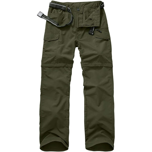 Mens Convertible Hiking Pants, Quick Dry Lightweight Zip Off Outdoor  Fishing Travel Safari Pants (6055 Army Green 29)