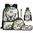 thumbnail image 2 of Yuyamidu Boho Butterfly Backpack and Lunchbox, Pencil Case, Water Bottle Pouch & Keychain, 5-Piece School Bag for Girls 8-12, 17 inch Lightweight Bookbag for 3rd-6th Grade, Back to School Supplies, 2 of 7
